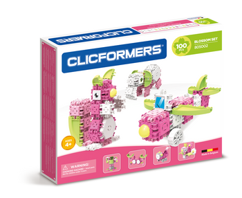 CLICFORMERS BLOSSOM SET 100 elementów KLOCKI, zestaw o kwiatowej pastelowej kolorystyce 805002