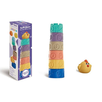 Klocki Kurka Sensoryczna Układanka Piramida 7 elementów WOOPIE  31231