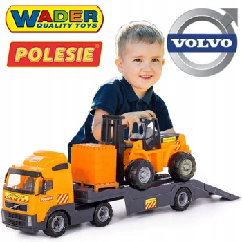 Polesie - Wader Volvo Samochód Holownik + Wózek widłowy + Klocki Super Zestaw 36797