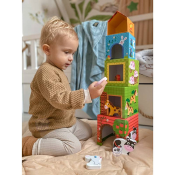 WOOPIE GREEN Układanka Kostki Farma w Pudełkach + Figurki 10 elementów  31446