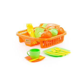 Polesie Wader Zestaw Naczyń Alisa z suszarką na 4 osoby pomarańczowo-zielony 40725