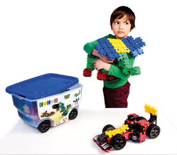 CLICS 15w1 Klocki kreatywna zabawka edukacyjna 377 elementów w pudełku z rolkami dla dziewcząt i chłopców CB411