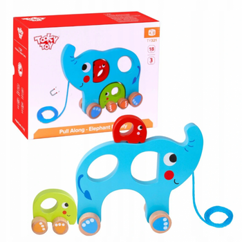 TOOKY TOY Rodzina Słoni do ciągnięcia Sorter 2w1 Zabawka Magnetyczna TY321