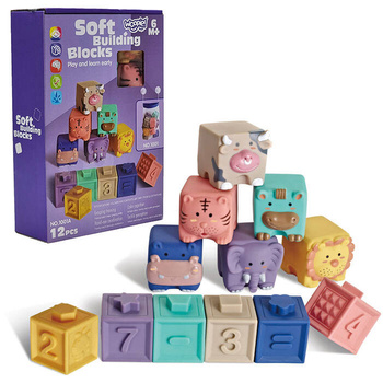 Klocki Zwierzątka Sensoryczna Układanka 12 elementów WOOPIE 31224