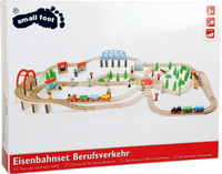 Drewniana kolejka zestaw z akcesoriami 140 elementów Miasto mostów 10087-Small Foot, kolejki dla dzieci