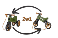 FWRider Super Sport 517481 Kolor: Khaki z brązowymi felgami Rowerek biegowy Jeździk 2w1 Ciche koła + Pasek do noszenia dla Rodzica