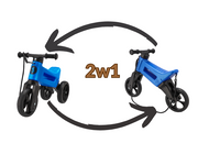 FWRider Super Sport  516521 Kolor: Blue Metallic / Niebieski metaliczny z czarnymi felgami Rowerek biegowy Jeździk 2w1 Ciche koła + Pasek do noszenia dla Rodzica