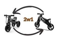 FWRider Super Sport Kolor: All Black / Cały Czarny Rowerek biegowy Jeździk 2w1 Ciche koła + Pasek do noszenia dla Rodzica