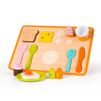 CLASSIC WORLD Drewniane Klocki Ręcznie Robione Układanka Zestaw Śniadaniowy 16 elementów CW3659