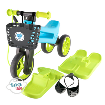 FWRider Yetti Super Pack Zestaw Zimowy: Blue - Lime / Niebiesko - Limonkowy Narty i Rowerek 2 w 1