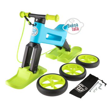 FWRider Yetti Zestaw Zimowy: Blue - Lime / Niebiesko - Limonkowy Narty i Rowerek 2 w 1